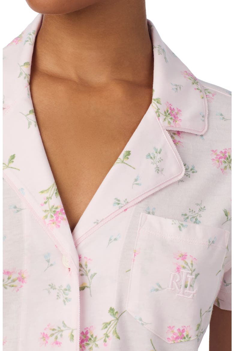 Short Sleeve Cotton Blend Crop Pajamas, Alternate, color, DITSY BOUQUET