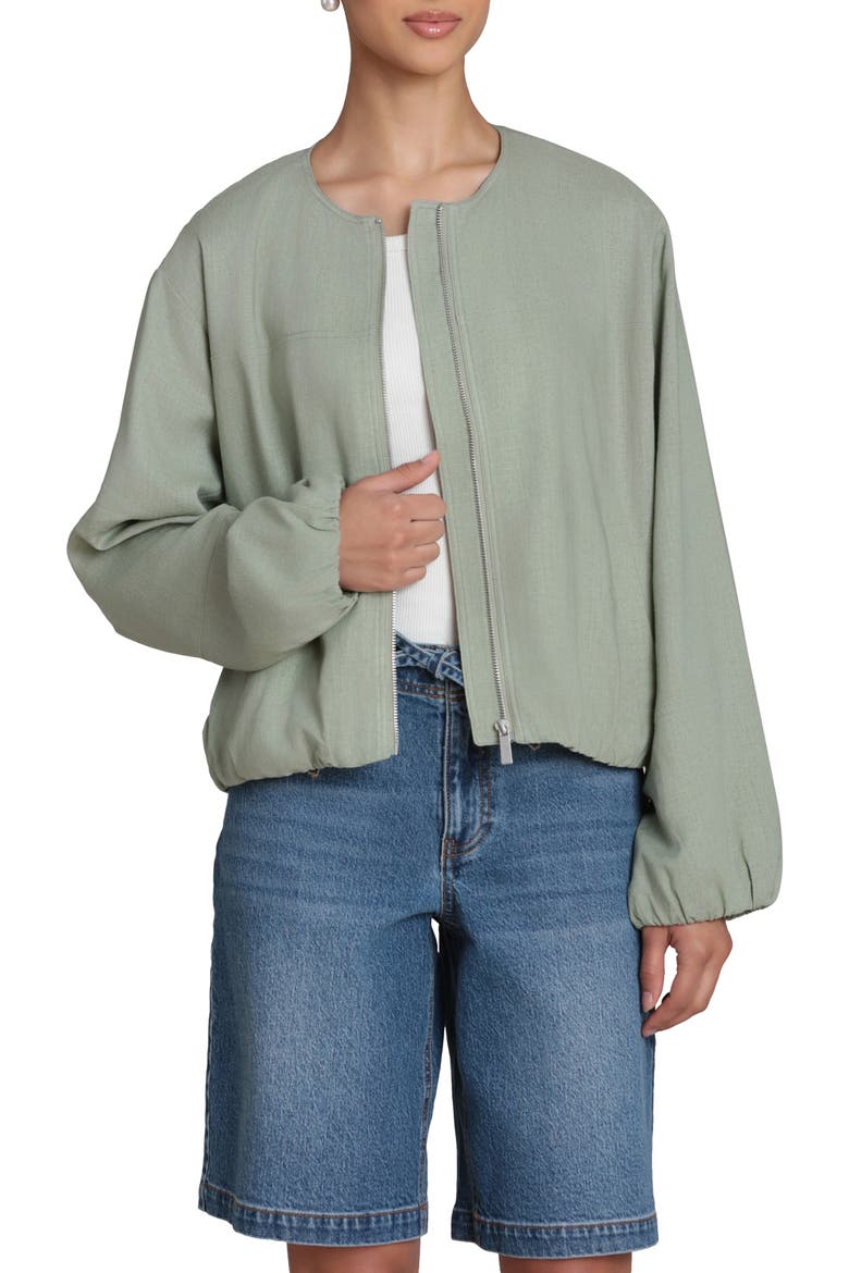 Bubble Sleeve Full Zip Jacket, Alternate, color, SOFT SAGE