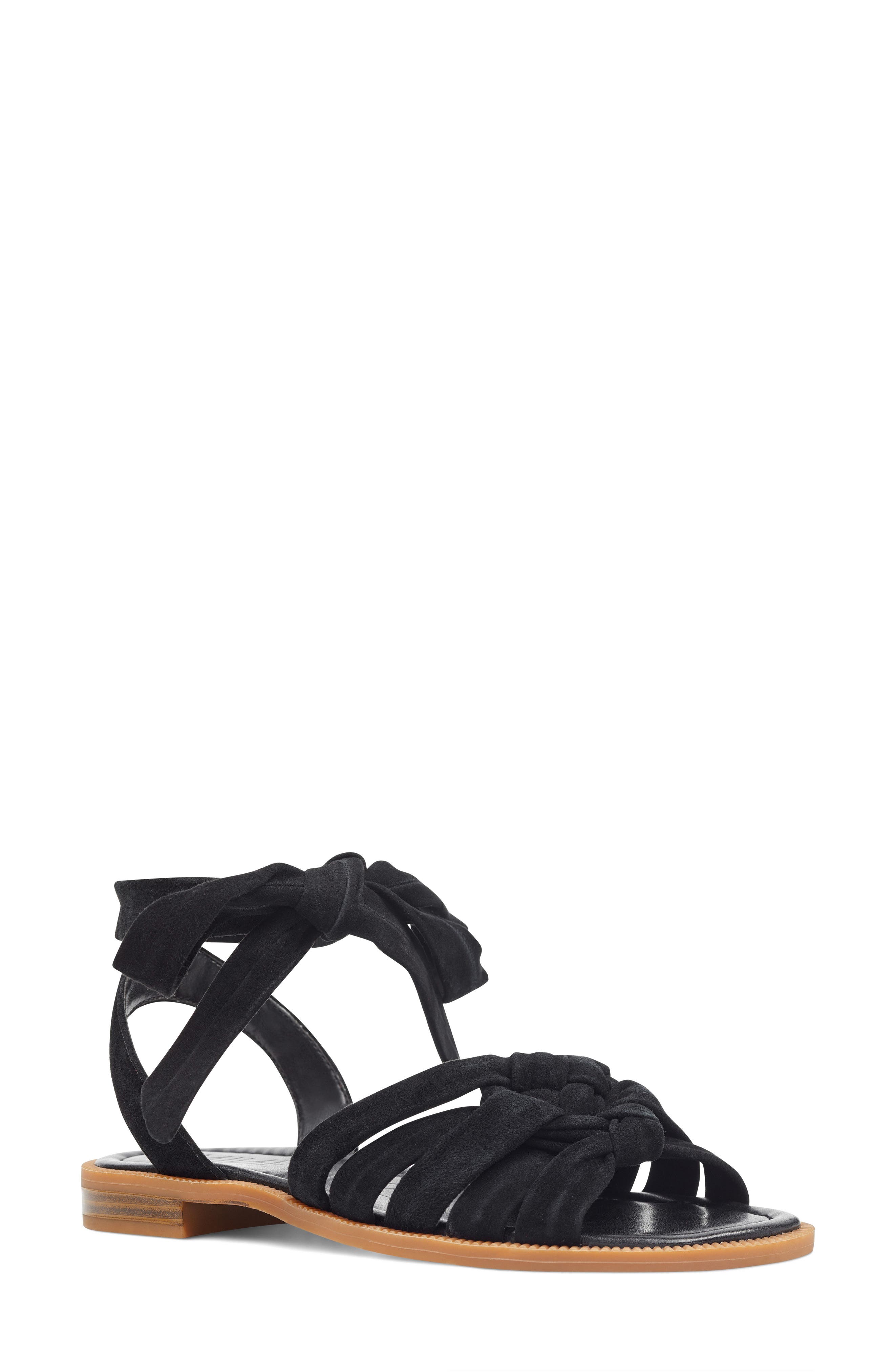 Xameera Knotted Sandal, Main, color, BLACK SUEDE