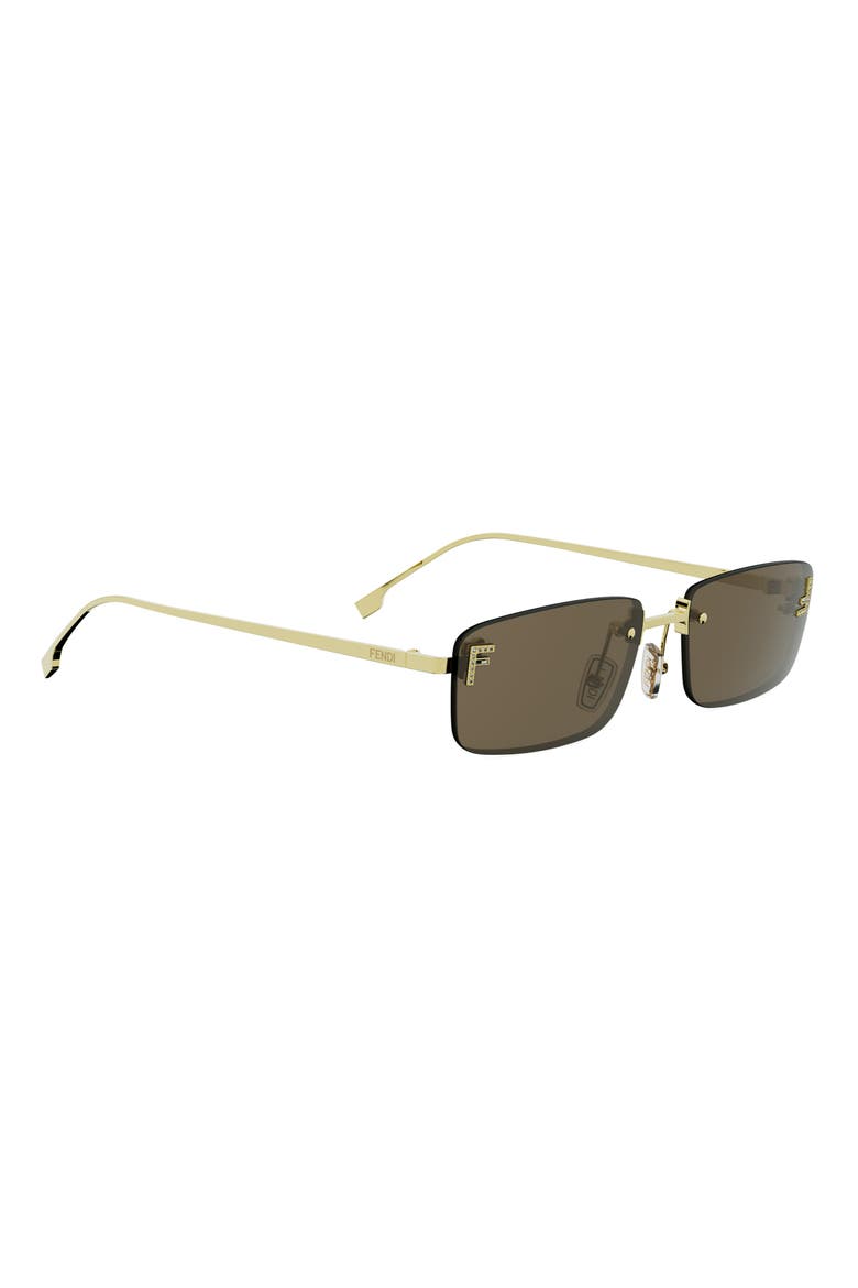 First Crystal 54mm Rimless Rectangular Sunglasses, Alternate, color, GOLD / BROWN