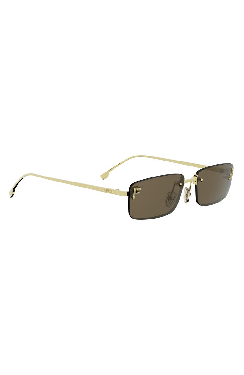 Fendi First Crystal 54mm Rimless Rectangular Sunglasses, Alternate, color, Gold / Brown