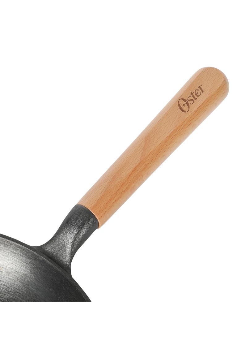 9.5 Inch Round Cast Iron Skillet with Wood Handle, Alternate, color, Black