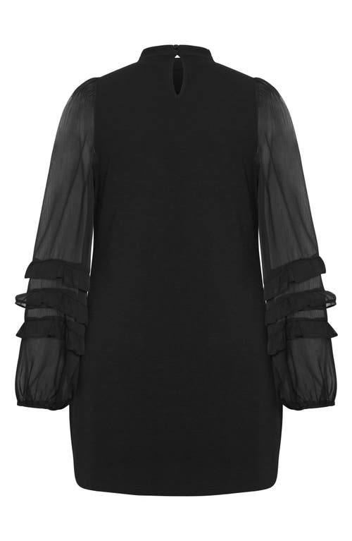 City Chic Nyla Maise Long Sleeve Dress In Black