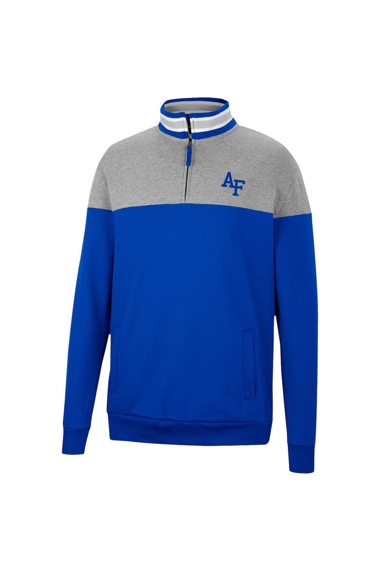 Men's Colosseum Heathered Gray/Royal Air Force Falcons Be the Ball Quarter-Zip Top, Alternate, color, Royal