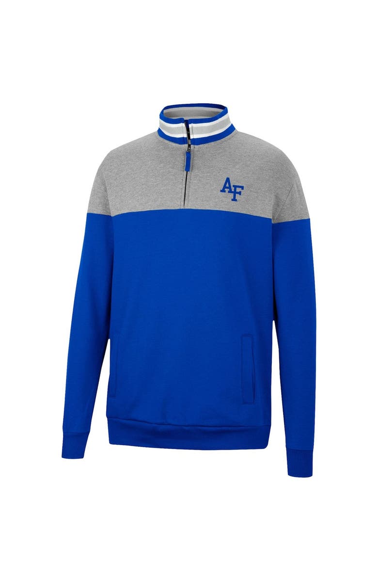 COLOSSEUM Men's Colosseum Heathered Gray/Royal Air Force Falcons Be the Ball Quarter-Zip Top, Alternate, color, 