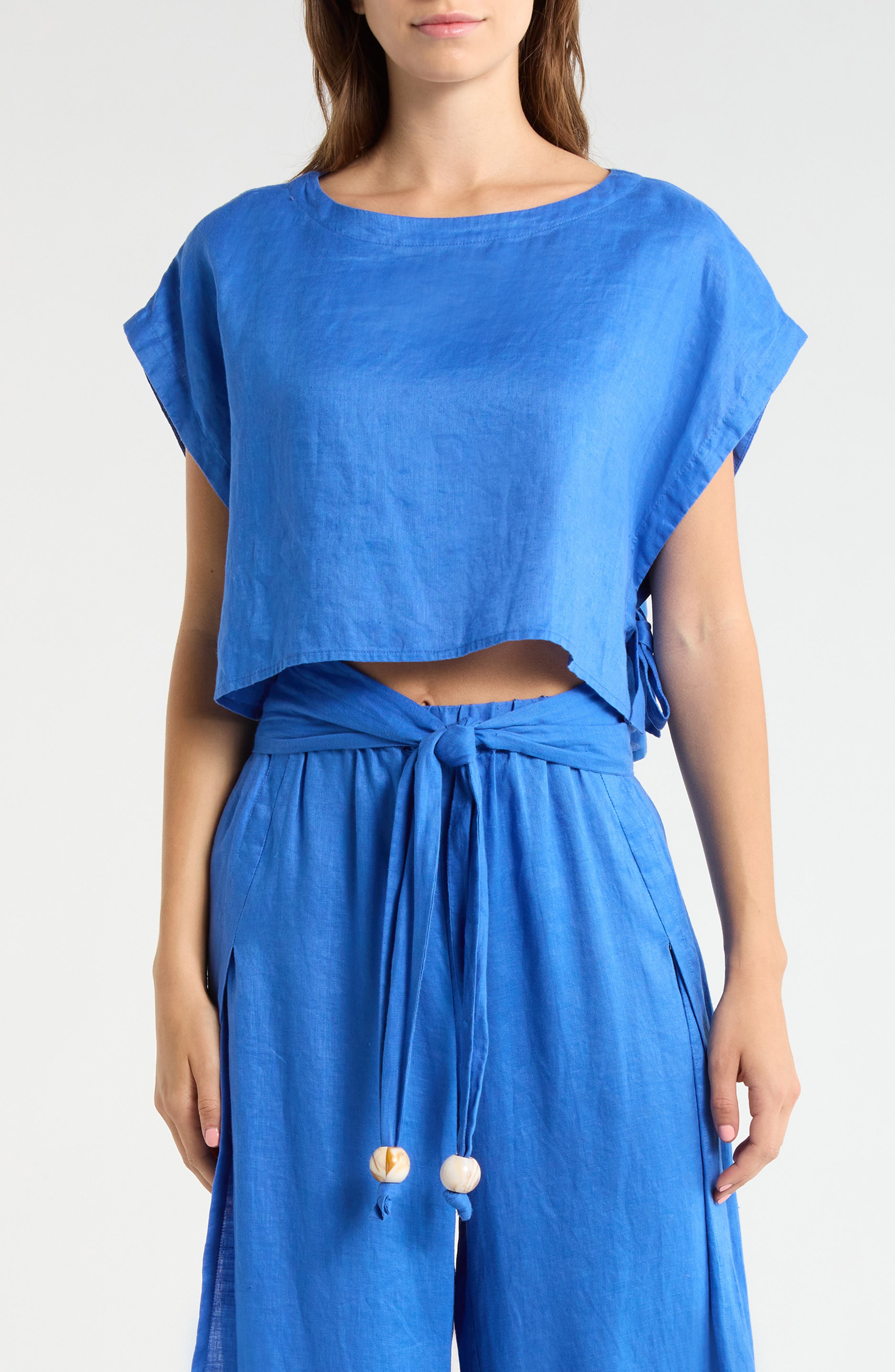 Cropped Linen Cover-Up Top - image 3