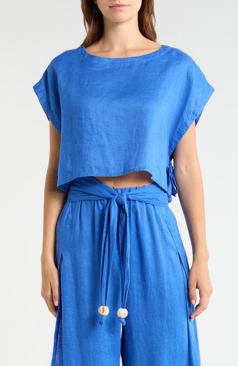 Cropped Linen Cover-Up Top