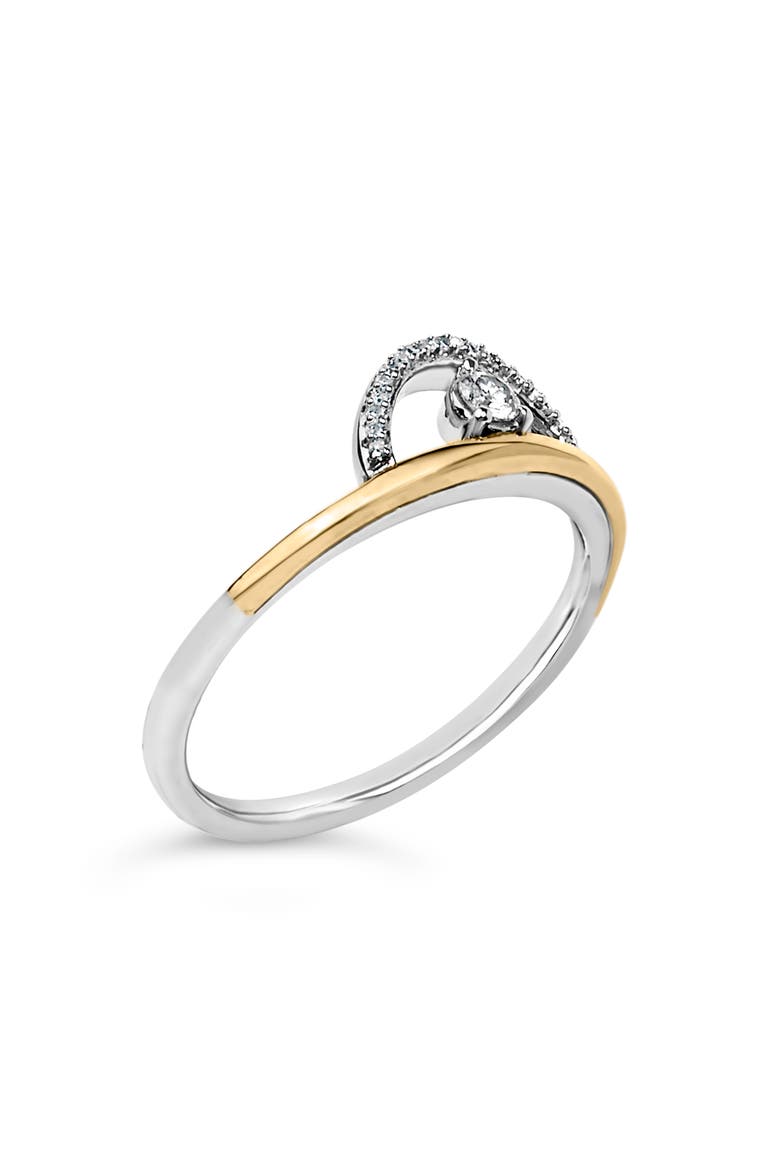 14K Yellow Gold Plated Sterling Silver 1/10 Cttw Diamond Arc Ring, Alternate, color, Yellow Gold over Silver