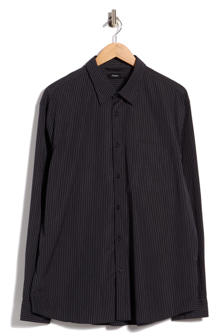 Stripe Cotton Weekend Shirt, Main, color, BALTIC/WHITE