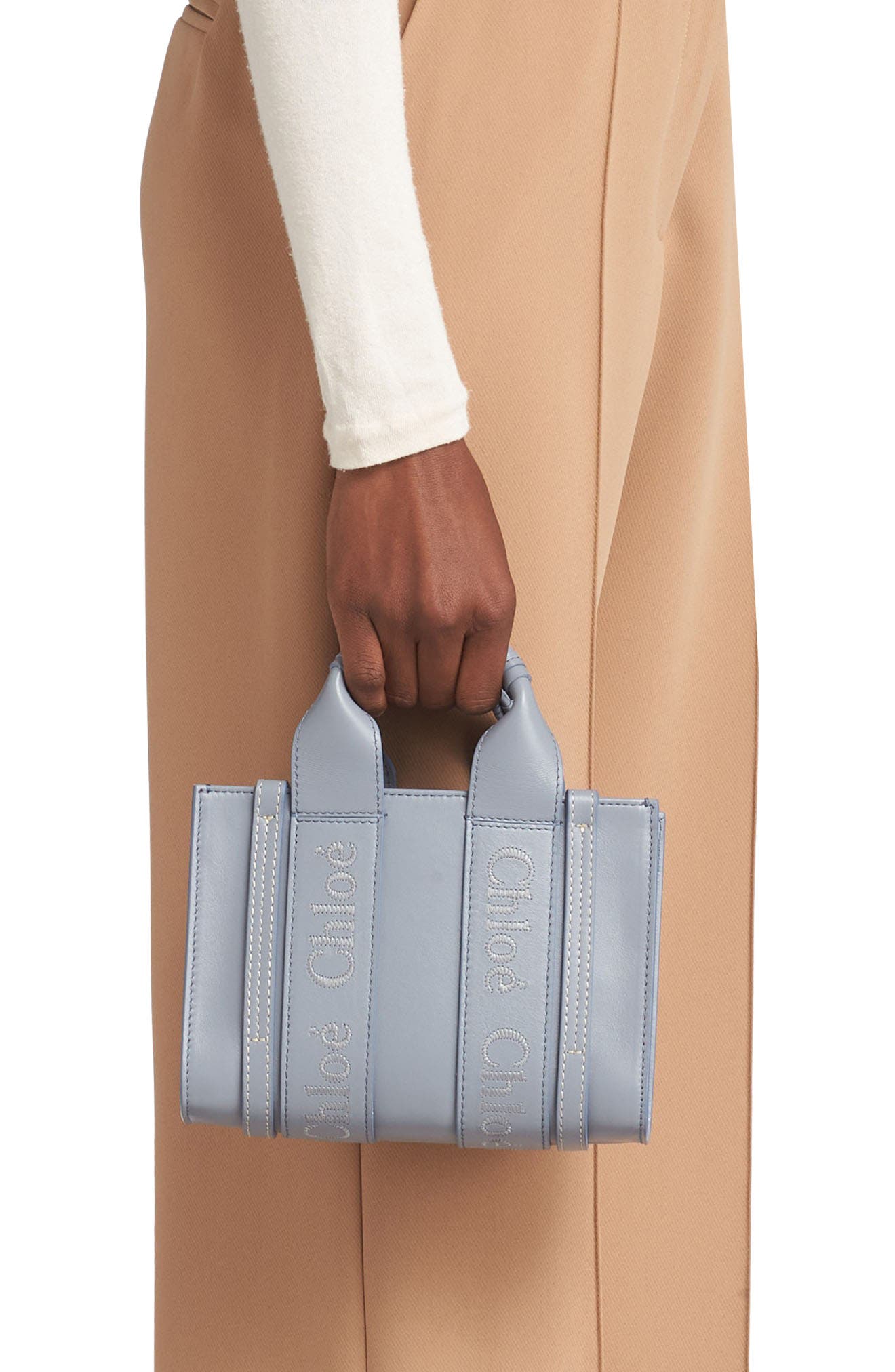 Mini Woody Leather Tote, Alternate, color, STORM BLUE 41A
