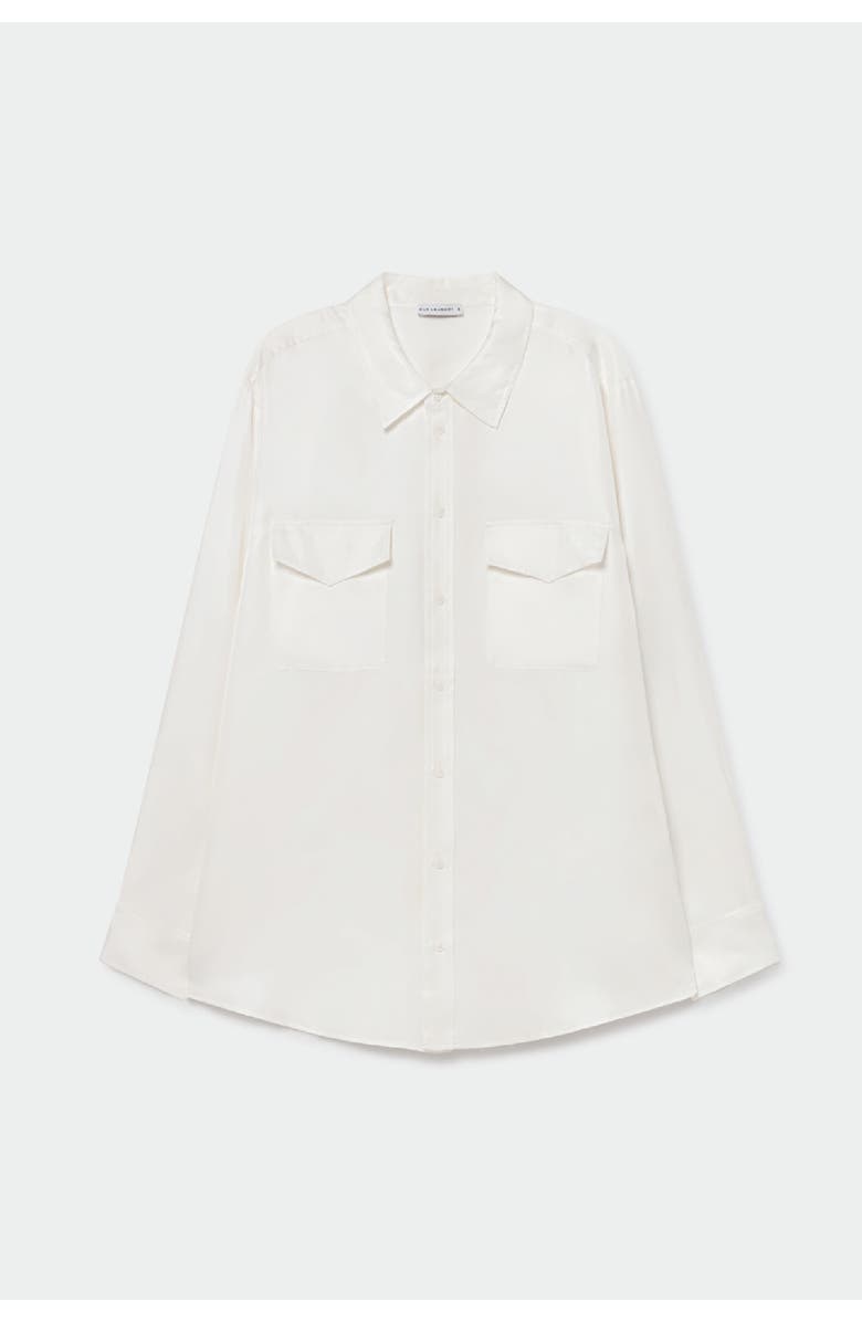 SILK LAUNDRY TWILL BOYFRIEND SHIRT WHITE, Alternate, color, White