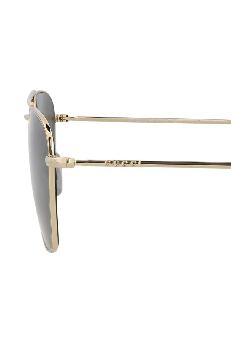 Gucci 56mm Aviator Sunglasses, Alternate, color, Gold Gold Grey