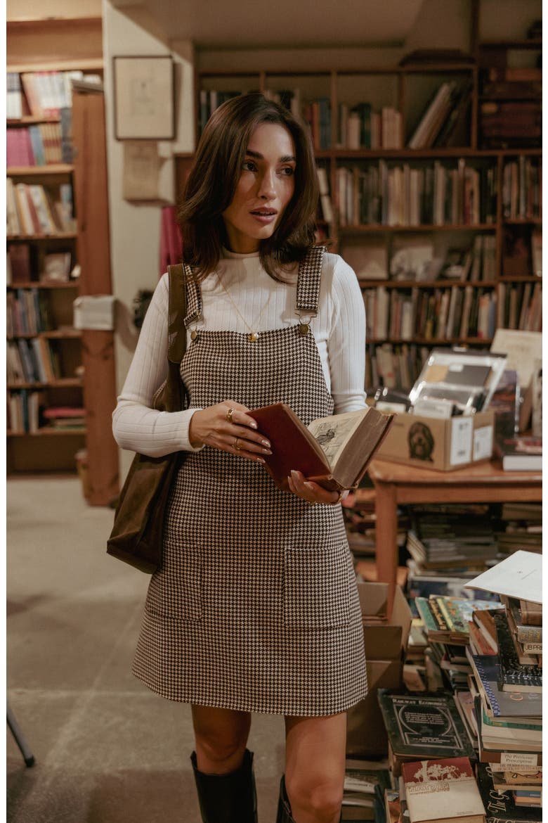 Noah Overall Minidress, Alternate, color, BROWN HOUNDSTOOTH