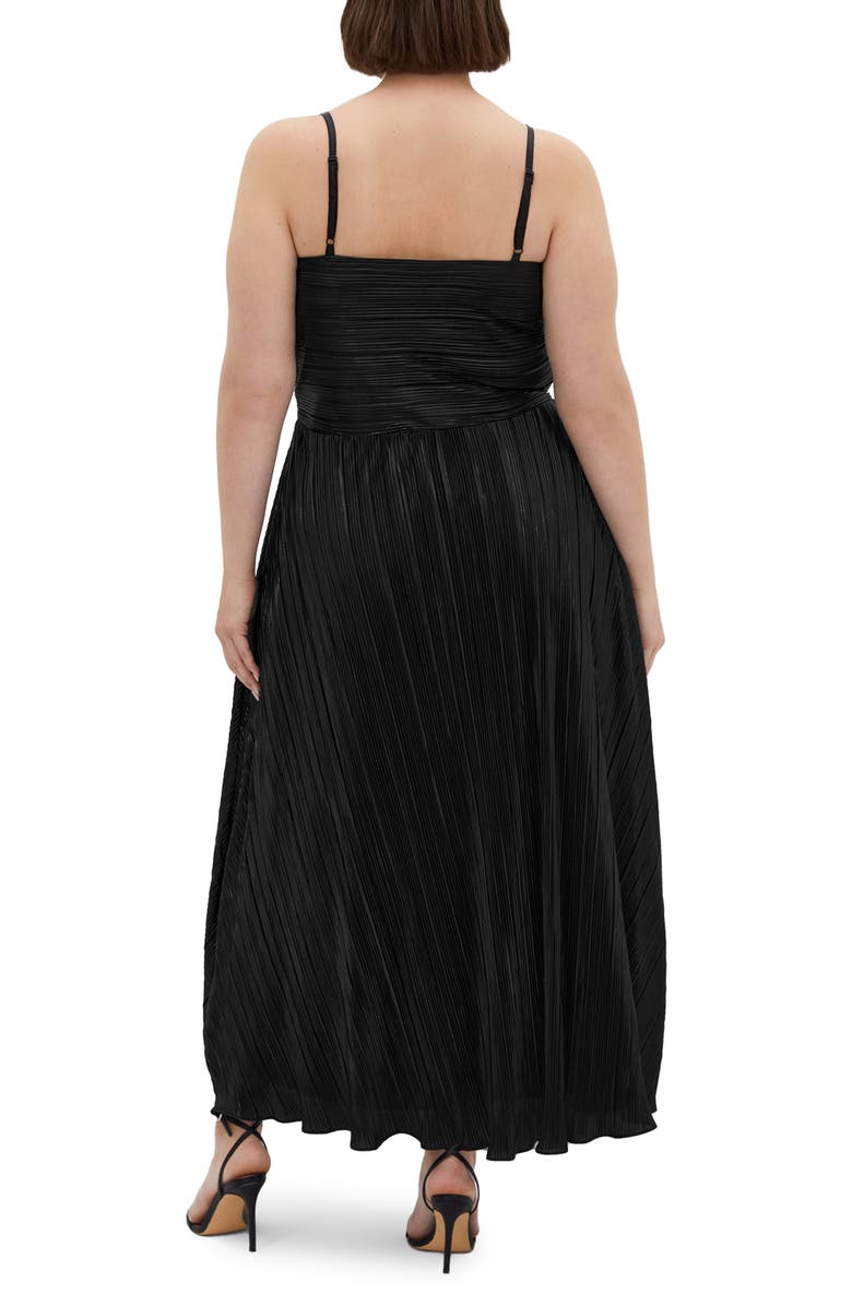 City Chic Kamila Cowl Neck Metallic Plissé Maxi Dress, Alternate, color, 