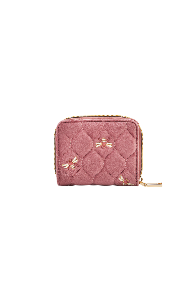 Embroidered Bee Small Wallet, Alternate, color, Rose Pink