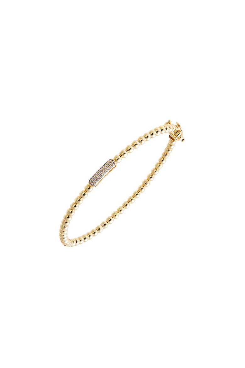 Beaded CZ Accent Bangle, Alternate, color, Gold