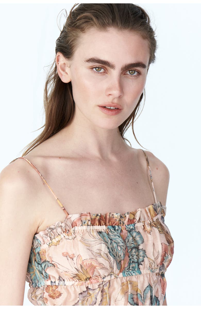 H&M Linen-blend Crop Top, Alternate, color, Beige/Patterned