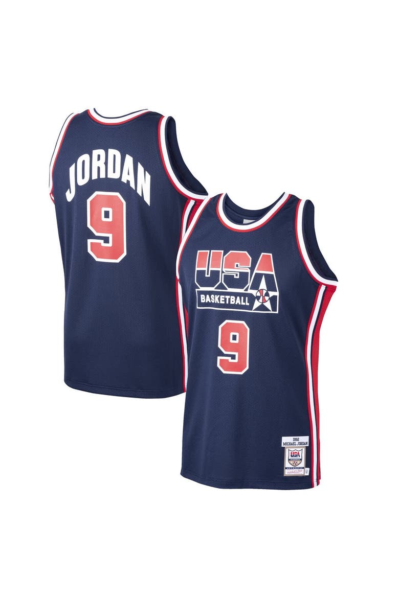 Men's Mitchell & Ness Michael Jordan Navy USA Basketball Home 1992 Dream Team Authentic Jersey, Main, color, Navy