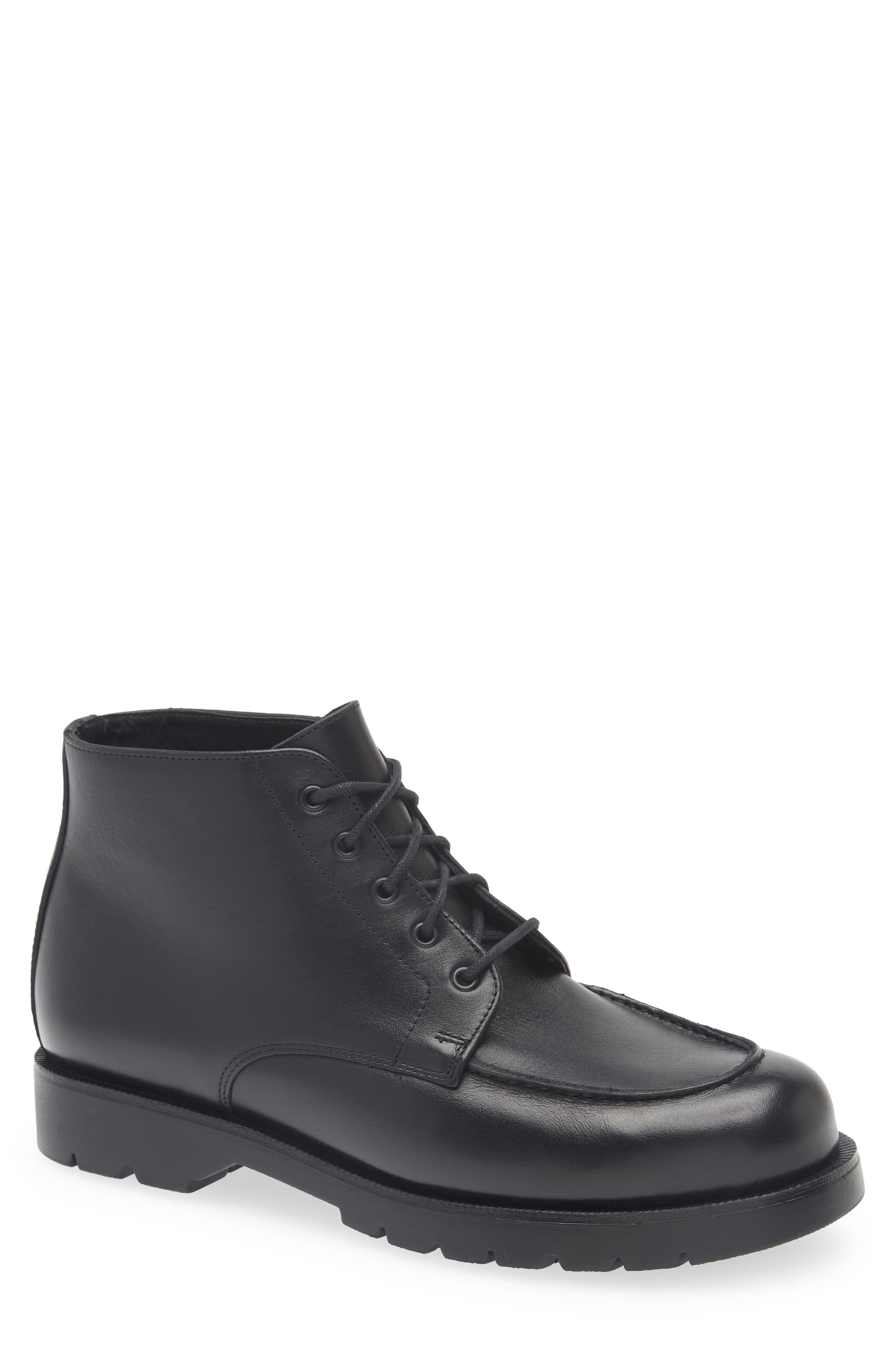 KLEMAN Oxal KP Lugged Leather Boot, Main, color, Noir