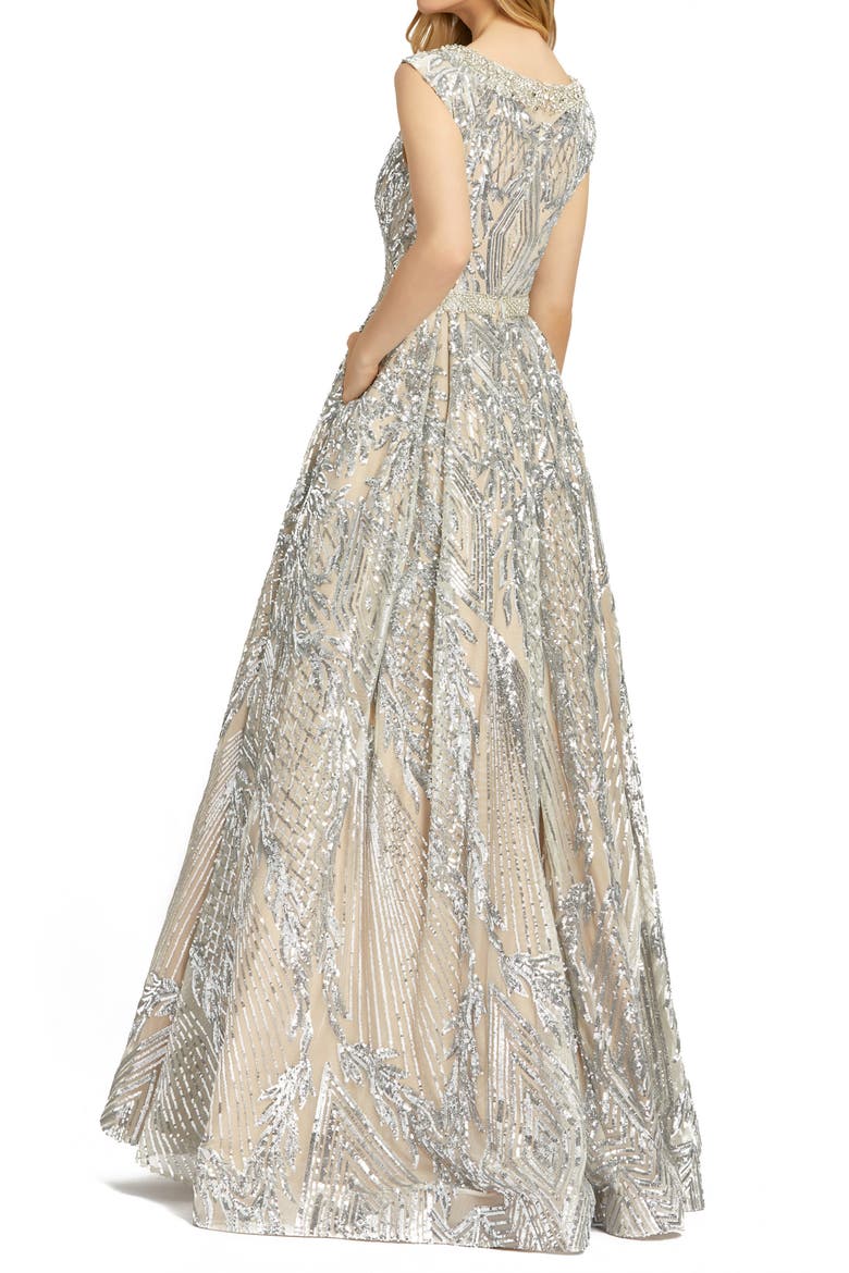 Sequin Ball Gown, Alternate, color, SILVER