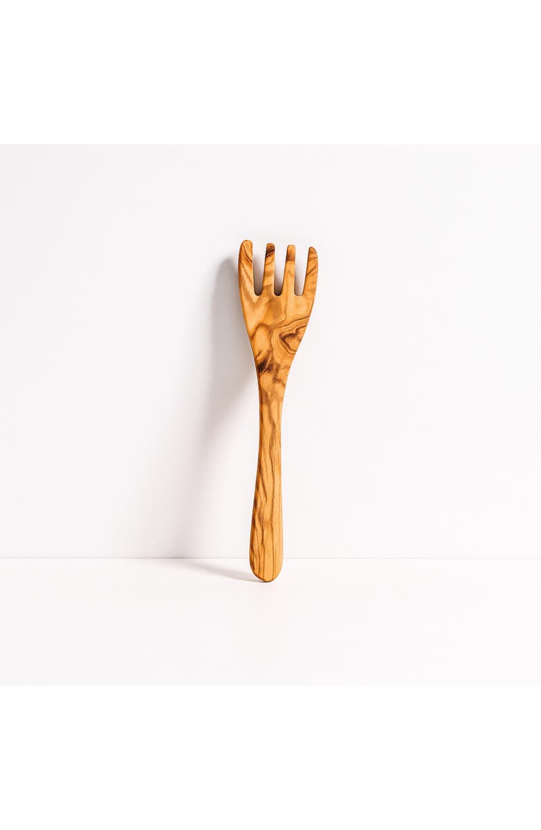 Gharyan Stoneware Olive Wood Serving Spatula Forks, Set of 2, Alternate, color, Natural
