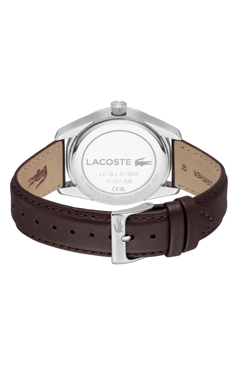 Lacoste Boston Leather Strap Watch, 39mm, Alternate, color, Brown
