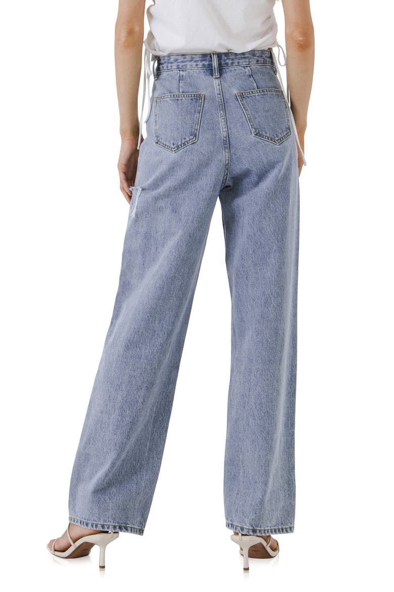High Waist Cutout Detail Jeans, Alternate, color, DENIM