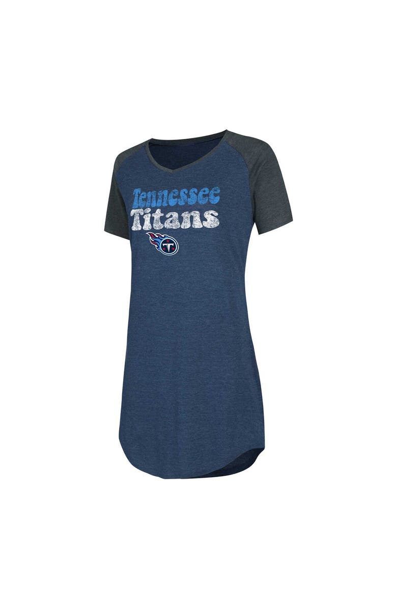 CONCEPTS SPORT Women's Concepts Sport Navy/Charcoal Tennessee Titans Raglan V-Neck Nightshirt, Main, color, 