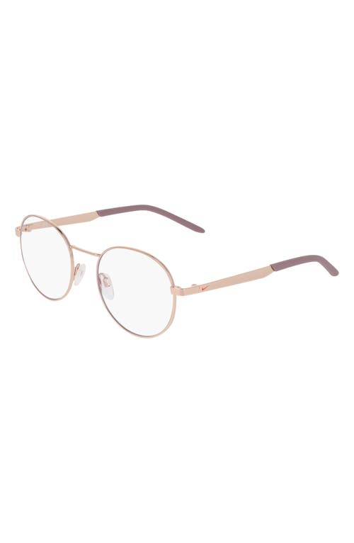 Nike Traveler Drift 51mm Round Blue Light Blocking Reading Glasses In Gold