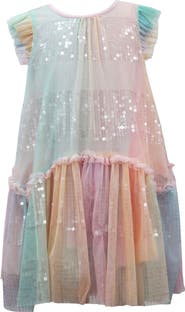 Ava & Yelly Kids' Sequin Stripe Party Dress