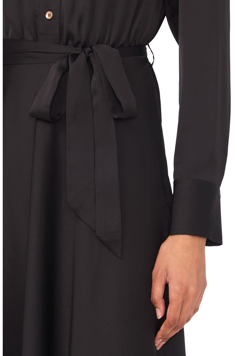 Isabelle Long Sleeve Belted Shirtdress, Alternate, color, RICH BLACK