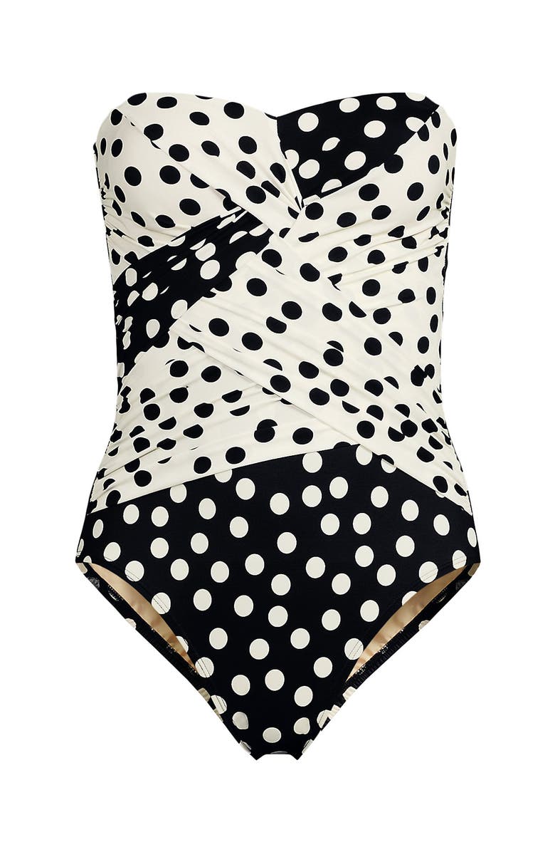 Lands' End D-Cup Slender Suit Wrap Bandeau One Piece Swimsuit, Alternate, color, 
