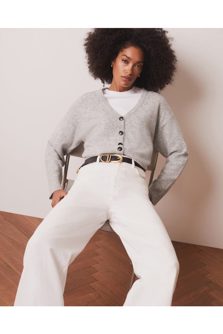 V-Neck Knit Cardigan, Alternate, color, Grey