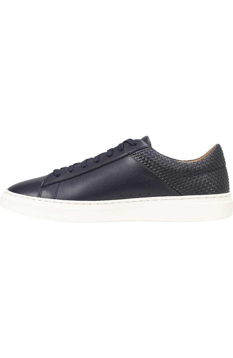 BOSS Kieran Woven Leather Low Top Sneaker, Alternate, color, Dark Blue