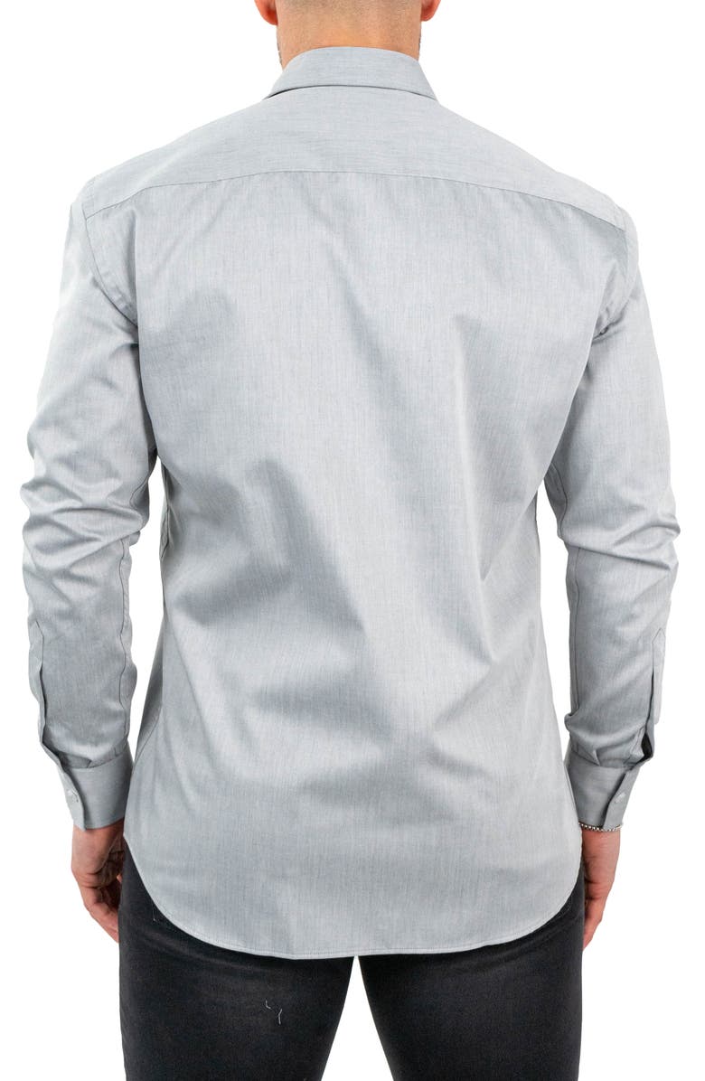 Maceoo Classic Silverfox Grey Cotton Twill Button-Up Shirt, Alternate, color, Grey