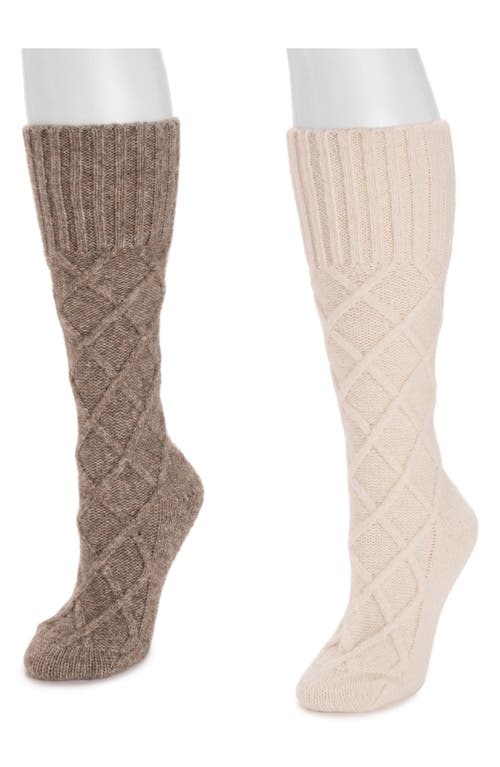 Muk Luks Lounge Lattice Crew Socks In Multi
