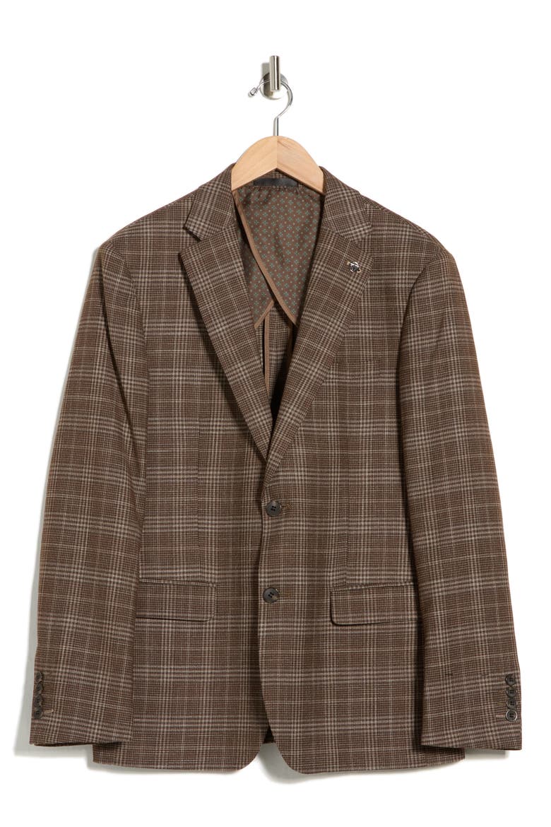 Plaid Two-Button Sport Coat, Alternate, color, BROWN