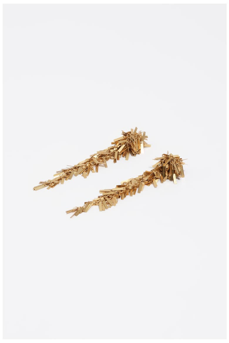 Aged Chain Earrings With Fringe, Alternate, color, GOLD
