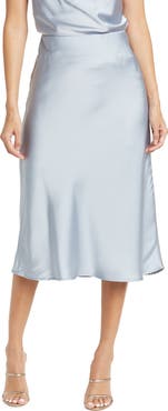 Renee C Solid Satin Midi Skirt