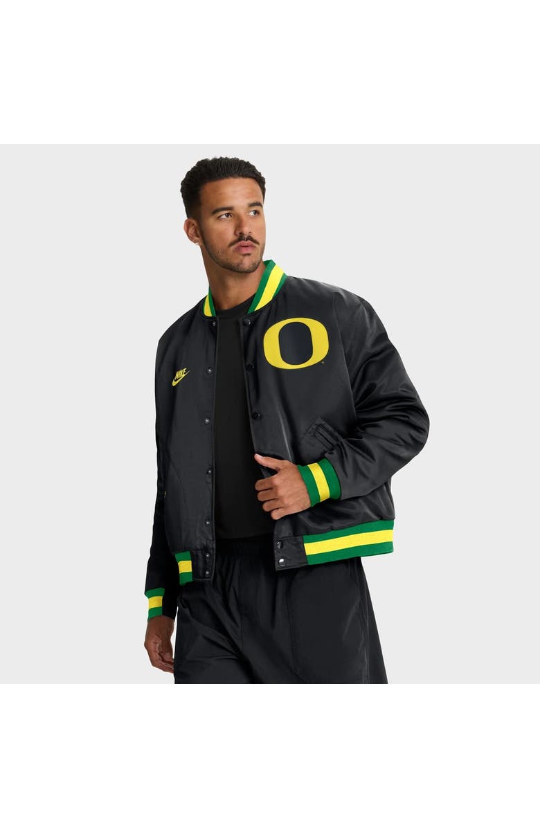 Nike Men's Nike Black Oregon Ducks Legacy Full-Snap Bomber Jacket, Main, color, Black