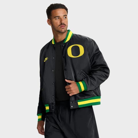 Men's Nike Black Oregon Ducks Legacy Full-Snap Bomber Jacket