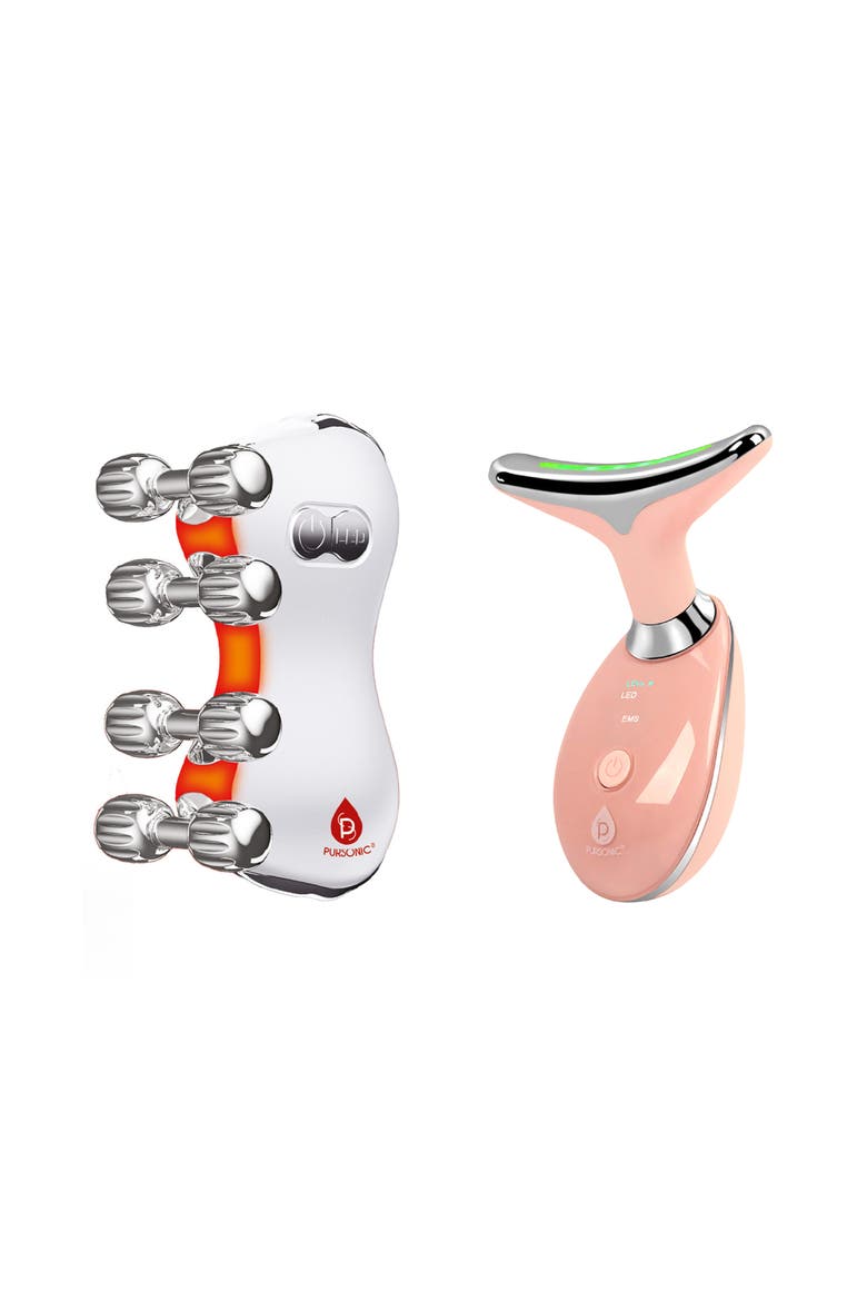 7-in-1 LED Therapy Wand & 5-in-1 Skin Roller Massager, Main, color, White