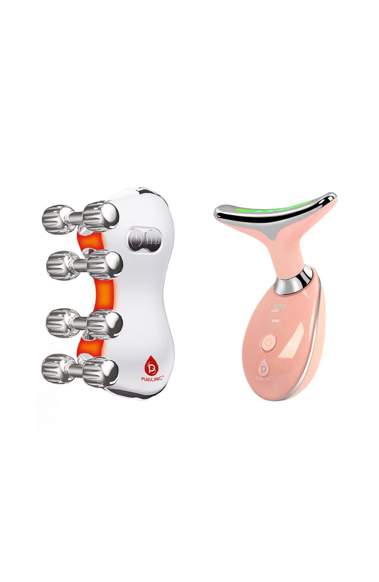 PURSONIC 7-in-1 LED Therapy Wand & 5-in-1 Skin Roller Massager, Main, color, White