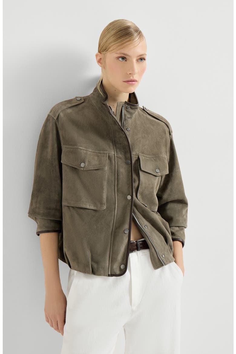 Couture suede outerwear, Alternate, color, Green
