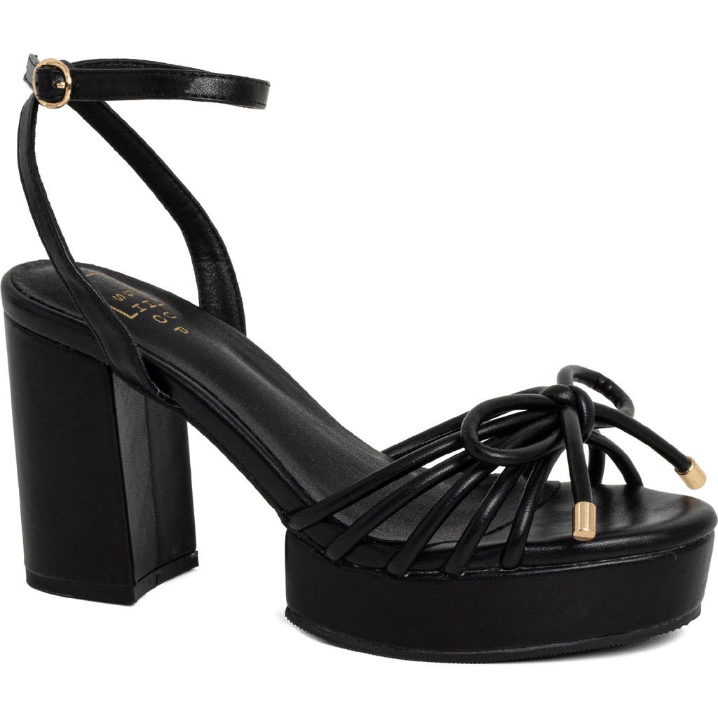 Shushop Edith Ankle Strap Platform Sandal In Black