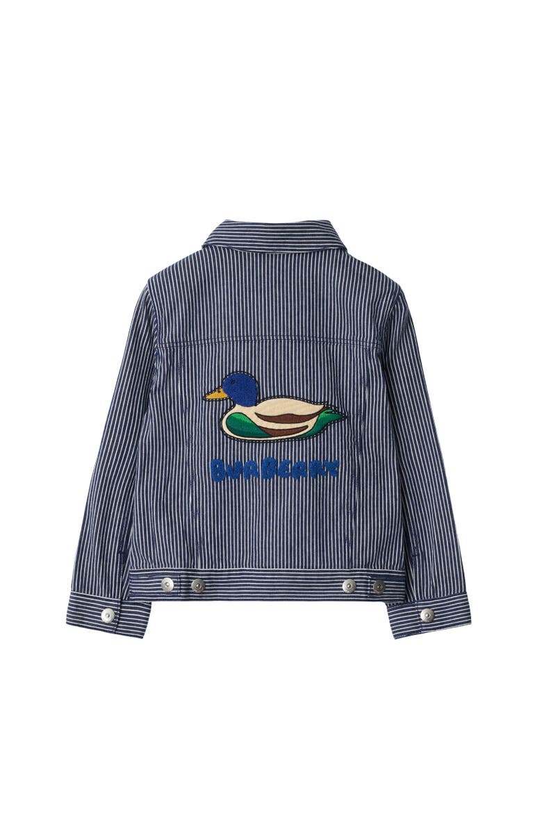 Burberry Striped Denim Jacket, Alternate, color, Dark Navy