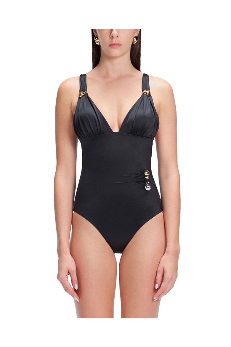 Marina V Neck Swimsuit, Main, color, Black