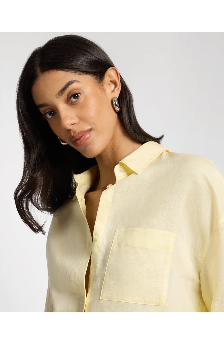 Onia Air Linen Boyfriend Long Sleeve Shirt, Alternate, color, Chamomile