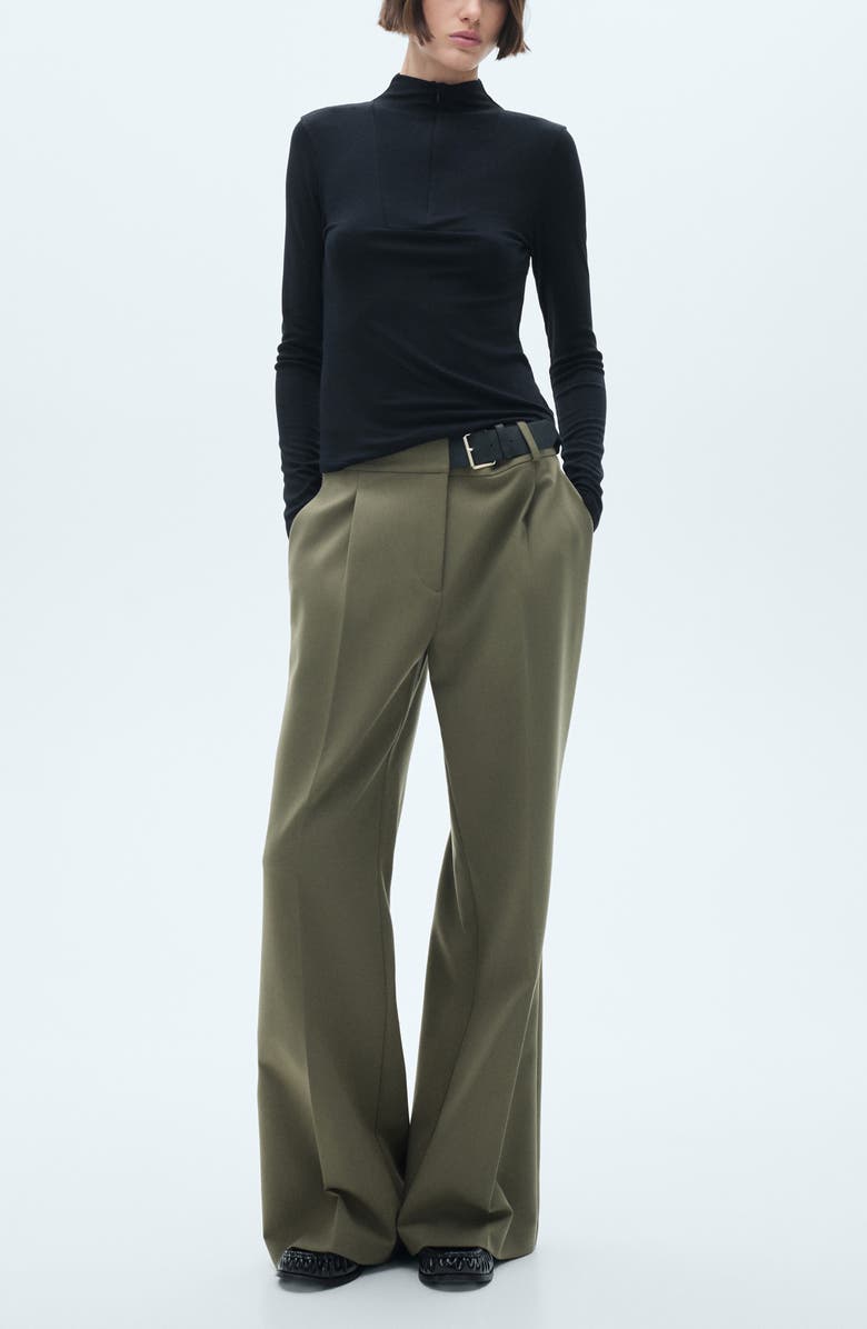 MANGO Mock Neck Half Zip Long Sleeve Top, Alternate, color,