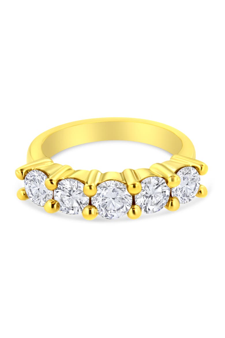 14K Gold Over Silver 2.0 Cttw Diamond 5 Stone Wedding Band Ring, Alternate, color, Yellow Gold over Silver